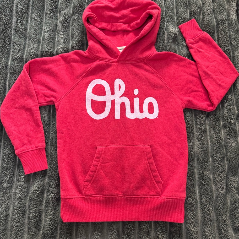 HOMAGE Kids Youth Sz 8 Red Ohio Script Hoodie EUC OSU Ohio State Buckeyes